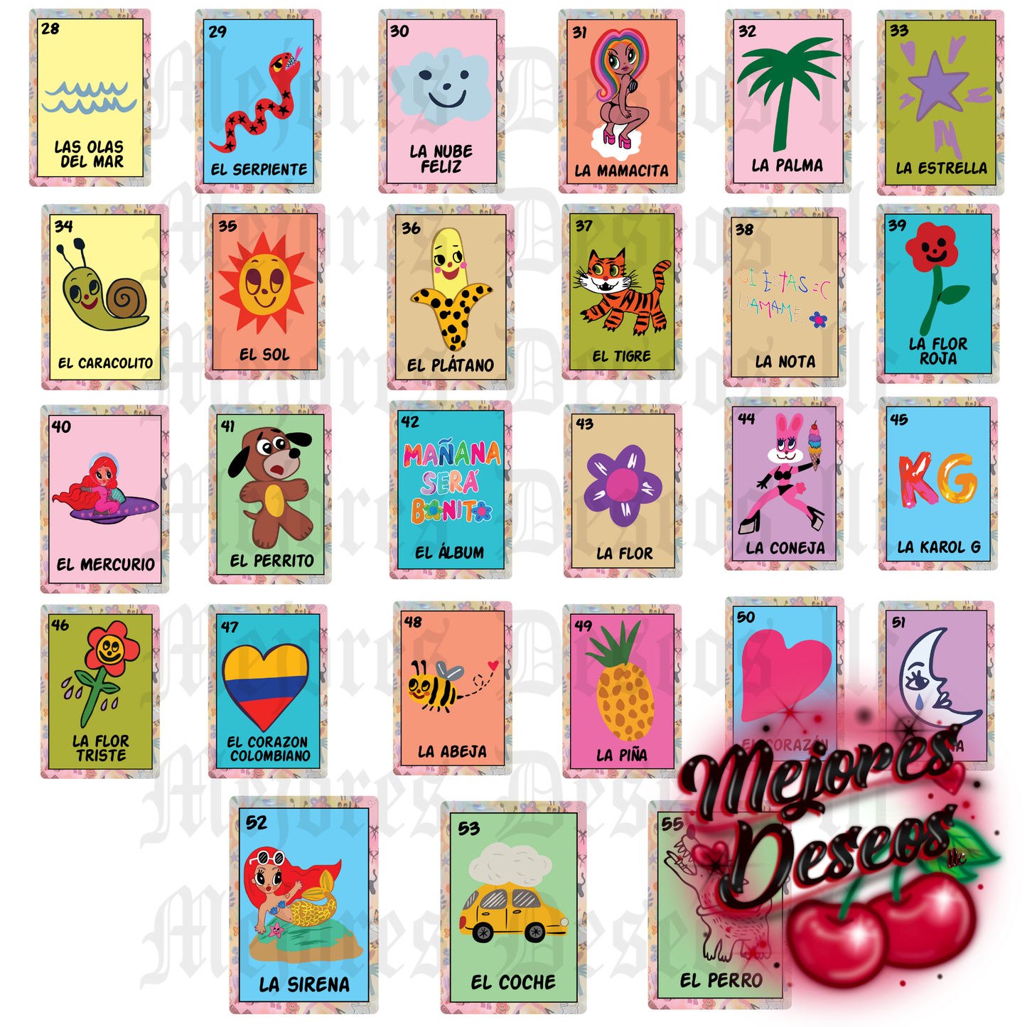 Karol G Maรฑana Sera Bonito Loteria Full Game Set. Instant Download. PNG/PDF