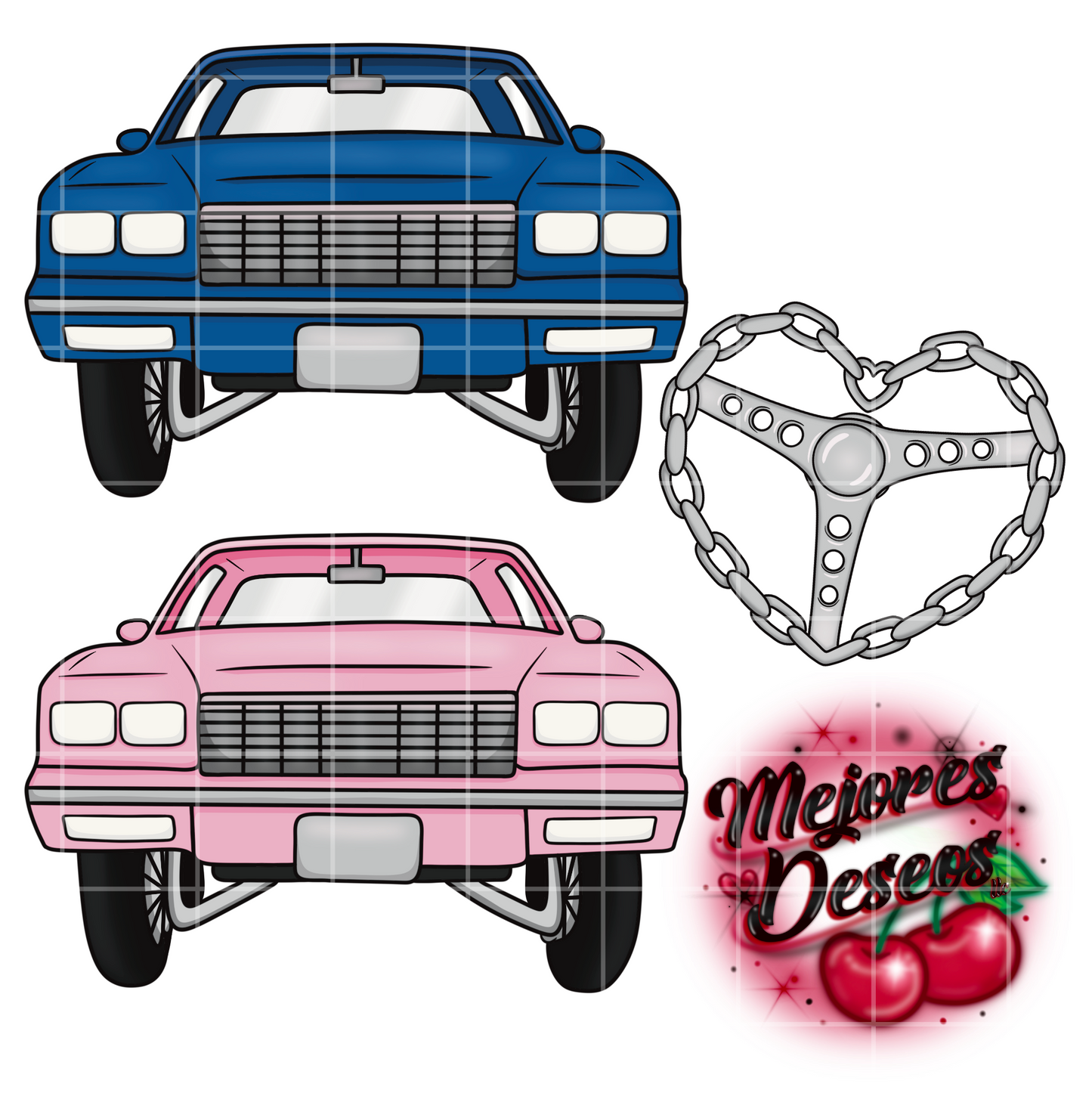 Lowrider Baby/ Heart Steering wheel Airbrush Artwork PNGs only