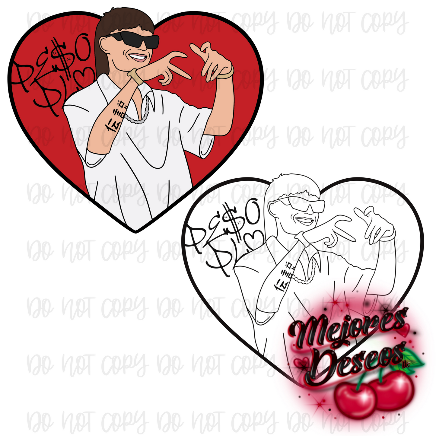 Peso Pluma Red and Pink Heart SVG/PNG, Peso Pluma Cut File for Cricut