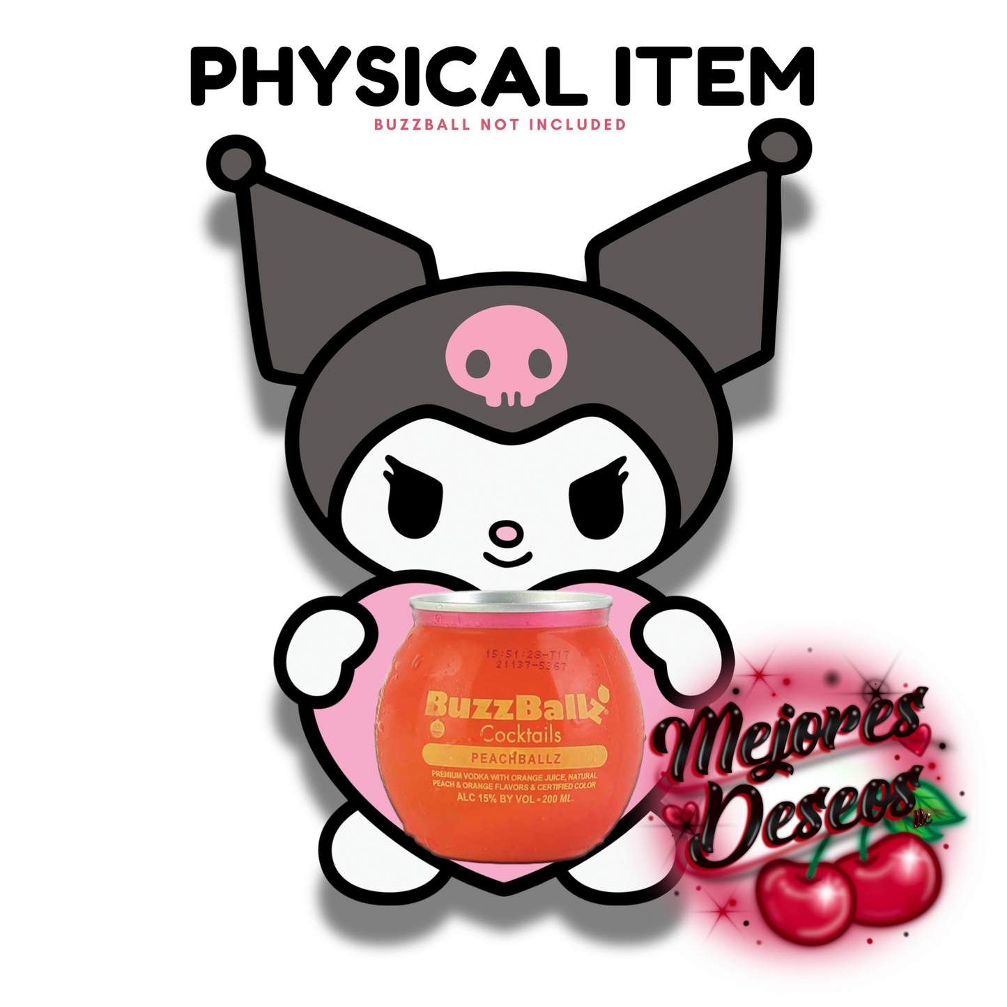 Kuromi Valentines Day Buzzball Holder (SHIPPED ITEM)